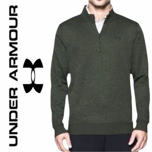 UNDER ARMOUR Storm Mens L Olive Green Quarter Zip Fleece Pullover Golf Sweater